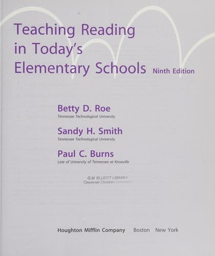 Teaching Reading in Today's Elementary Schools