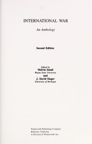 International War An Anthology
