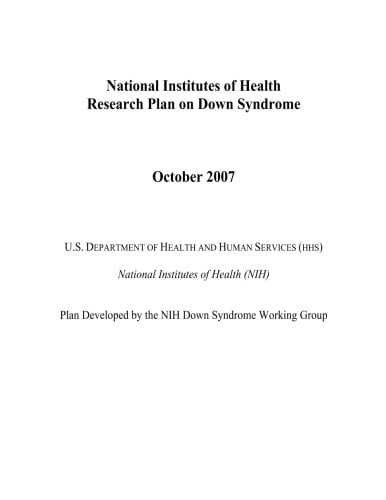 National Institutes of Health Research Plan on Down Syndrome