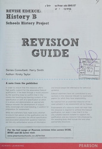 Revise Edexcel Edexcel Gcse History B Schools History Project Revision Guide