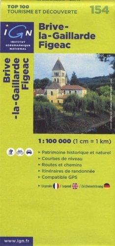 154- Brive-la-Gaillarde/Figeac 1:100,000 (TOP 100) (English, French and German Edition)