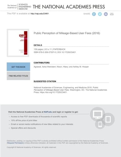 Public Perception of Mileage-Based User Fees