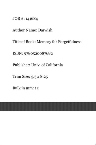 Memory for Forgetfulness August, Beirut, 1982