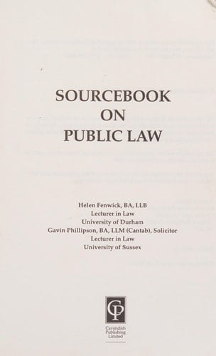 Sourcebook on Public Law (Sourcebook Ser.))