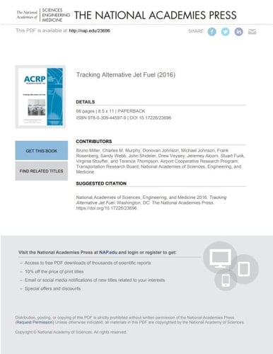 Tracking Alternative Jet Fuel