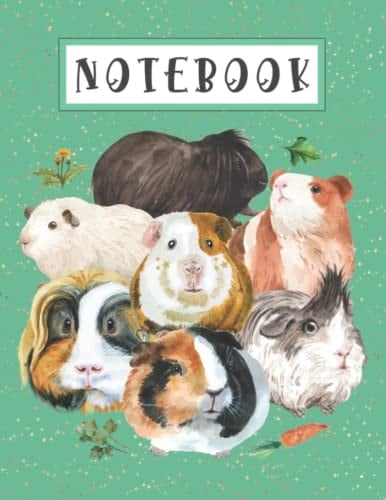 Notebook: Cute Gift For Guinea Pig Lovers, Composition College Ruled Blank Lined Pages For School, Office, Essay Writing & Note Taking, Green