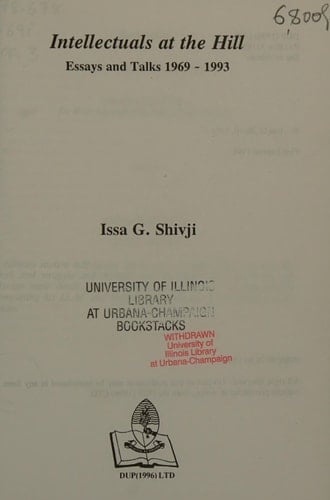 Intellectuals at the Hill: Essays and talks, 1969-1993