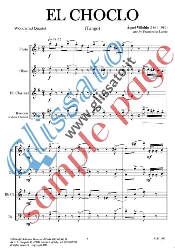 El Choclo - Woodwind Quartet (score) Tango