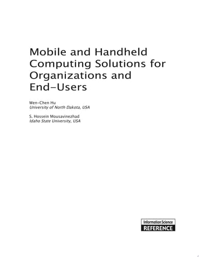 Mobile and Handheld Computing Solutions for Organizations and End-Users