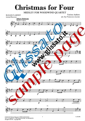 Bass Clarinet instead Bassoon part of "Christmas for four" - Woodwind Quartet 10 Christmas Carols medley