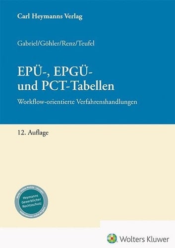 EPÜ-, EPGÜ- und PCT-Tabellen Workflow-orientierte Verfahrenshandlungen