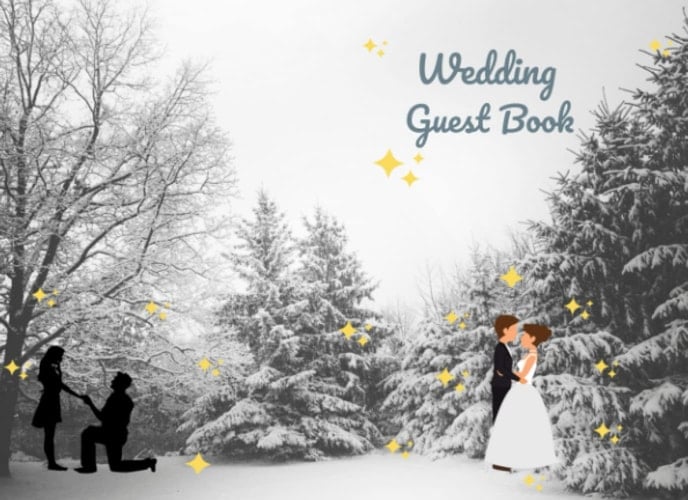 Winter Wedding Guest Book: Blank Pages | 8.25x 6 |Paper back| Interior in Color | 200 Pages (100 sheets) | Winter Themed Cover & Pages