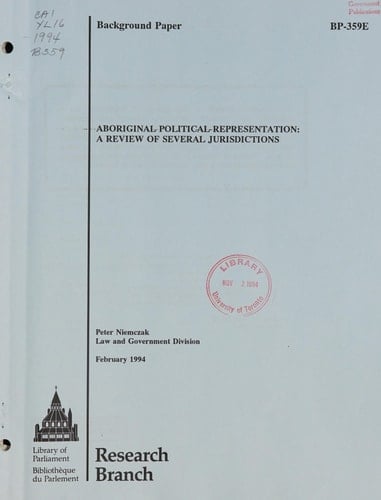 Aboriginal Political Representation A Review of Several Jurisdictions