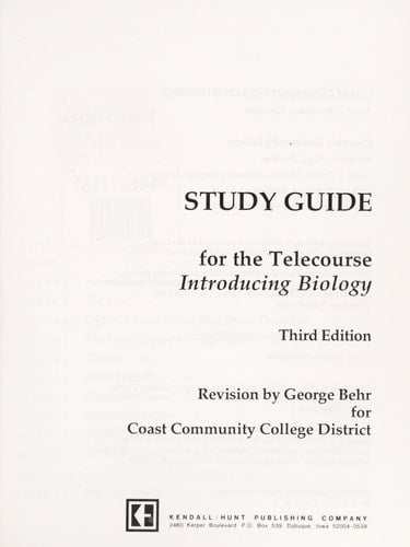Study Guide for the Telecourse for Introducing Biology
