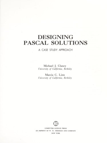 Designing Pascal Solutions A Case Study Approach