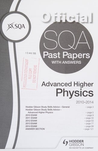 Advanced Higher Physics 2010-2014