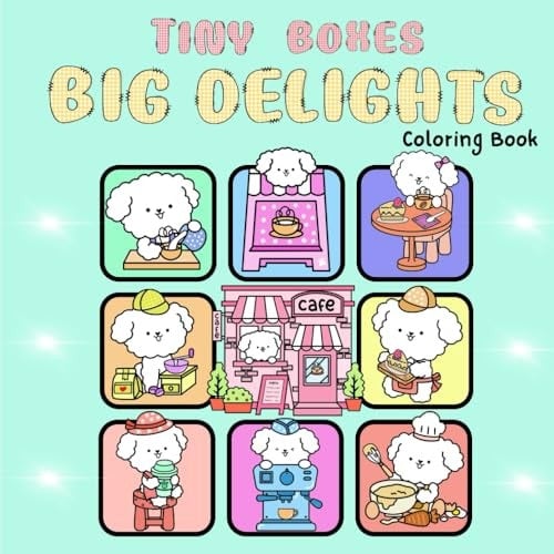 Tiny Boxes Big Delights Coloring Book for Adults and Kids, Bold and Easy: Simple and Cute Designs for Relaxation featuring a delightful array of ... Plants, Hobbies, Landmarks, and Many More