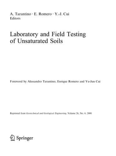 Laboratory and Field Testing of Unsaturated Soils