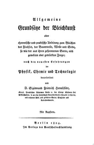 Allgemeine Grundsätze der Bleichkunst