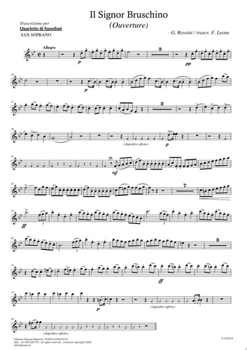 Il Signor Bruschino for Saxophone Quartet (Bb Soprano part) Overture