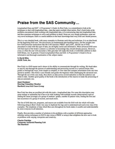 Longitudinal Data and SAS