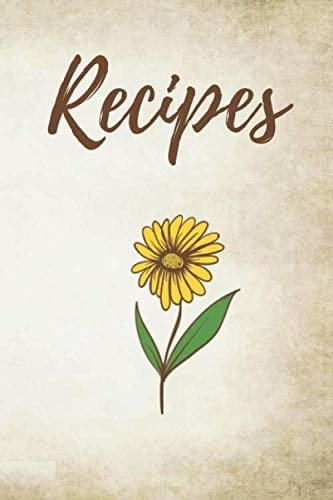 Recipes blank cookbook minimalist, floral design. Recipe Book to Write In