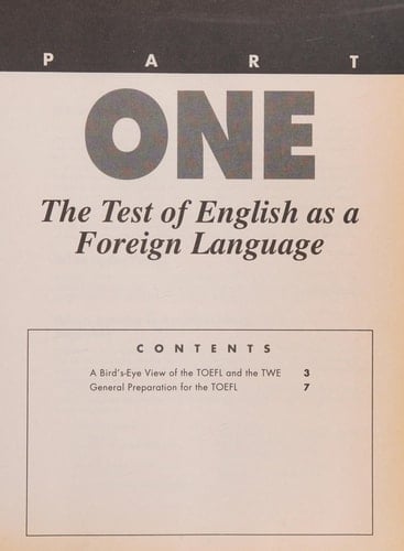 Preparation for the Toefl: Test of English As a Foreign Language