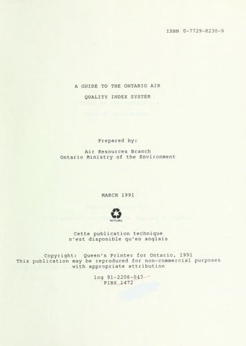 A Guide to the Ontario Air Quality Index System