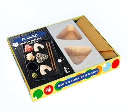 So Onigiri, secrets de fabrication et recettes Coffret avec 1 moule en bois, 1 livre de recettes, 10 sachets en papier