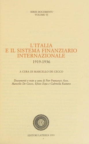 L'Italia e il sistema finanziario internazionale, 1919-1936