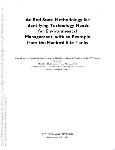 An End State Methodology for Identifying Technology Needs for Environmental Management, with an Example from the Hanford Site Tanks