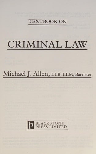 Textbook on Criminal Law