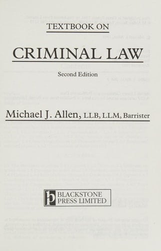Textbook on Criminal Law