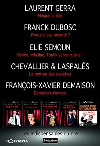 Les indispensables du rire Coffret en 5 volumes, Laurent Gerra flingue la télé ; J'vous ai pas raconté ? ; Kévina, Mikeline, Toufik et les autres... ; La rentrée des sketches ; Demaison s'envole