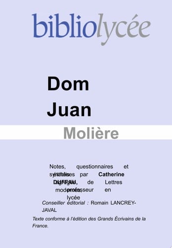 Bibliolycée - Dom Juan, Molière - Livre Elève
