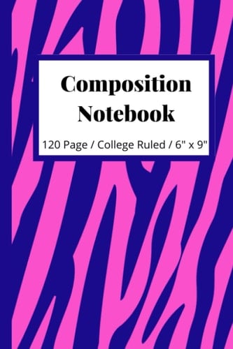 Composition Notebook: Pink and Blue Zebra Print Composition Notebook