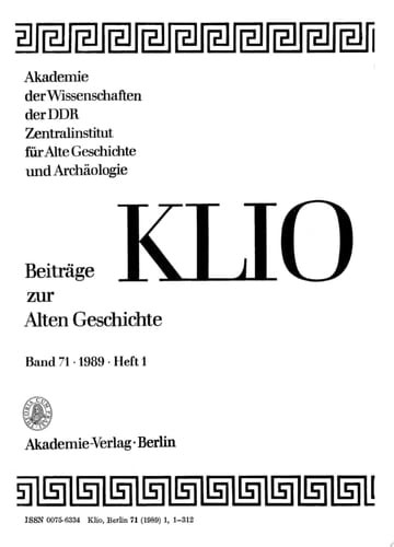 Klio. Band 71, Heft 1