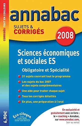 Sciences économiques et sociales ES Sujets et corrigés