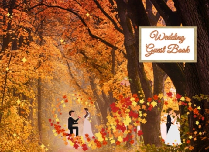 Fall Wedding Guest Book (Lined):: Lined Pages | 8.25x 6 |Paper back| 200 Pages (100 sheets) | Autumn Themed Cover