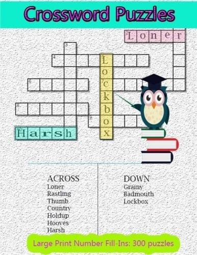 Crossword +300 Puzzle : Large-Print Puzzles Brain Games