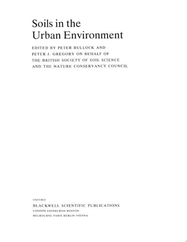 Soils in the Urban Environment