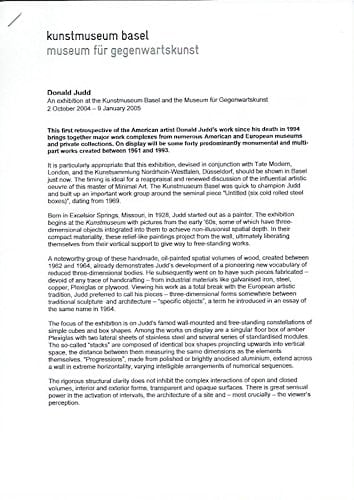 Donald Judd: Single Stacks 1964-1969