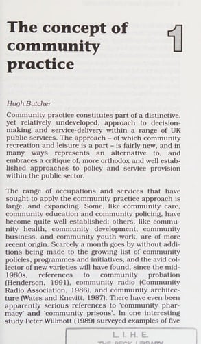 Community Leisure and Recreation Theory and Practice