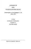 Jahrbuch für Volksliedforschung : Gesamtregister zu den Jahrgängen 1-20, 1928-1975