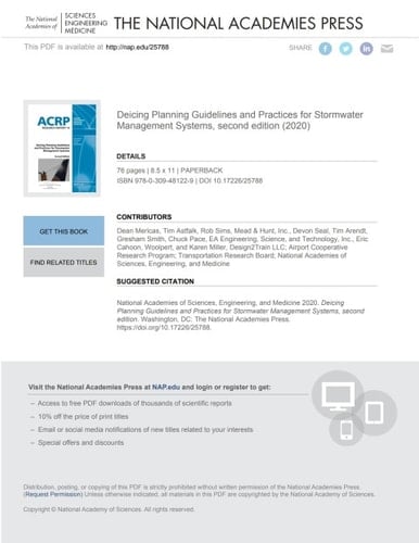 Deicing Planning Guidelines and Practices for Stormwater Management Systems, second edition