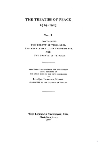 The Treaties of Peace, 1919-1923