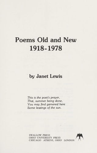 Poems Old and New, 1918-1978