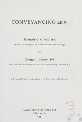 Conveyancing 2007
