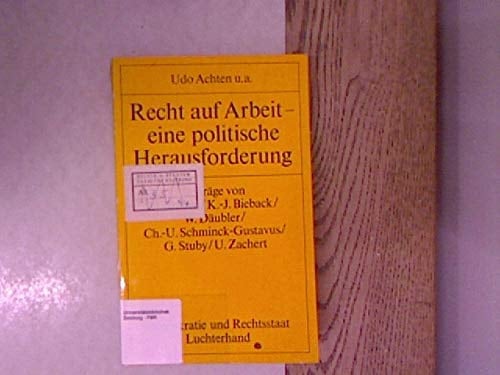 Recht auf Arbeit eine politische Herausforderung