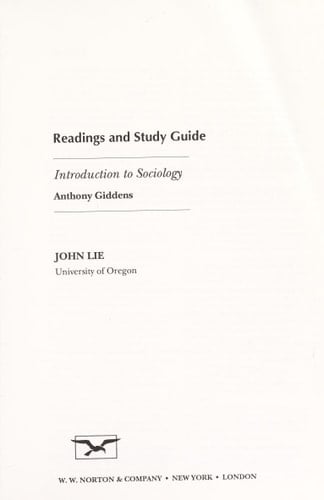 Readings and Study Guide Introduction to Sociology [by] Anthony Giddens